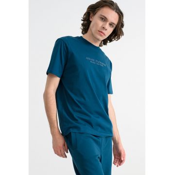 Tricou cu imprimeu logo - Albastru petrol