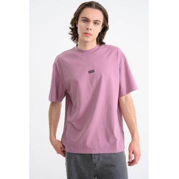 Tricou de bumbac cu logo Nalono - Violet prafuit