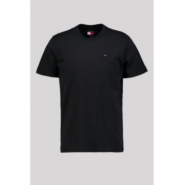 Tricou de bumbac organic cu decolteu la baza gatului - Negru