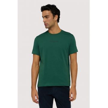Tricou din bumbac cu detaliu logo - Verde aquamarin