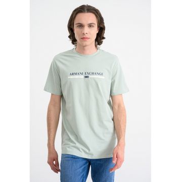 Tricou din bumbac cu imprimeu - Albastru ultramarin/Alb murdar/Verde menta