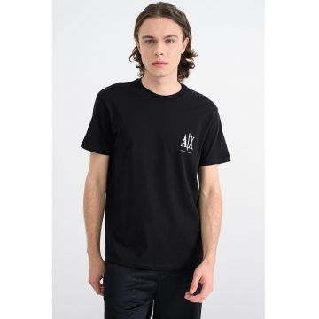 Tricou din bumbac cu logo - Alb/Negru