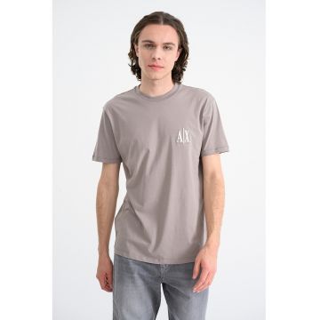 Tricou din bumbac cu logo - Maro taupe