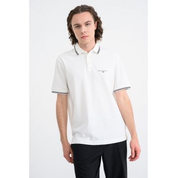 Tricou polo cu benzi contrastante - Alb/Negru