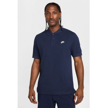 Tricou polo din material pique cu logo - Bleumarin
