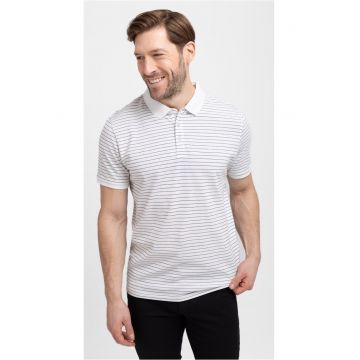 Tricou polo  O-Will pentru barbati - cu dungi - alb