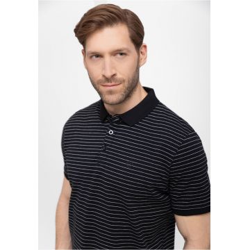 Tricou polo  O-Will pentru barbati - cu dungi bleumarin