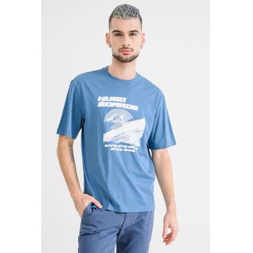 Tricou regular fit cu imprimeu frontal Napolux - Albastru pastel