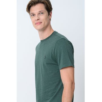 Tricou relaxed fit din bumbac organic - Verde melange