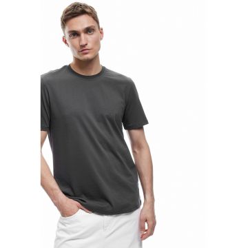 Tricou slim fit de bumbac - Gri antracit