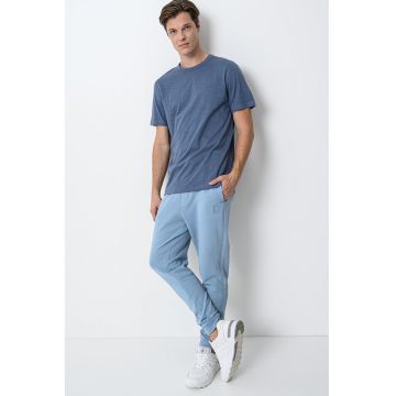 Tricou slim fit din bumbac Tegood - Albastru prafuit