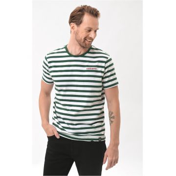 Tricou  T-Air pentru barbati - verde cu dungi - Alb/Verde