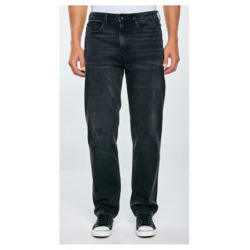 Blugi largi cu aspect decolorat si buzunare