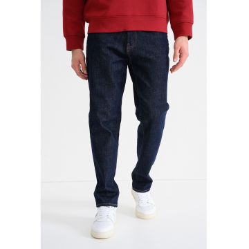 Blugi regular-fit cu model uni - Albastru inchis