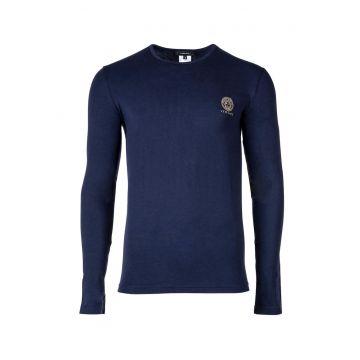 Bluza cu decolteu la baza gatului si logo - Albastru inchis