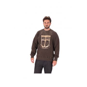 Bluza de trening cu imprimeu logo si maneci cazute - Gri inchis