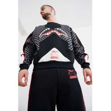 Bluza de trening cu imprimeu Triple Decker - Rosu/Negru/Gri inchis