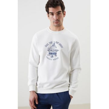 Bluza de trening din amestec de bumbac cu imprimeu - Gri/Alb murdar