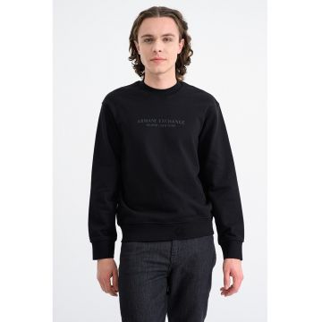 Bluza de trening din bumbac cu decolteu la baza gatului - Negru