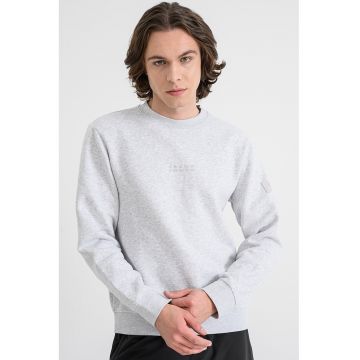 Bluza de trening lunga cu decolteu la baza gatului - Gri deschis melange