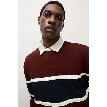 Bluza polo de trening cu model in dungi - Caramiziu