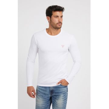Bluza slim fit cu logo discret - Alb optic