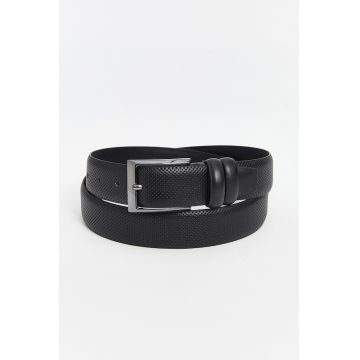 Curea texturata de piele ecologica - Negru