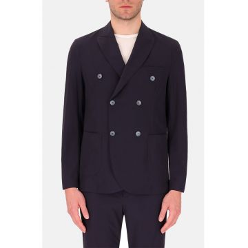 Distretto - Sacou slim-fit cu revere decupate - Albastru