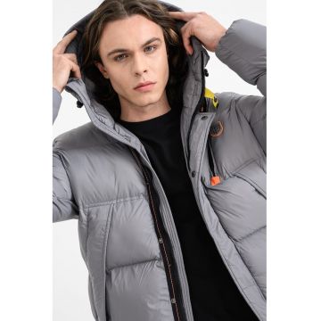 Geaca cu fermoar si gluga Bodir - Gri cenusiu