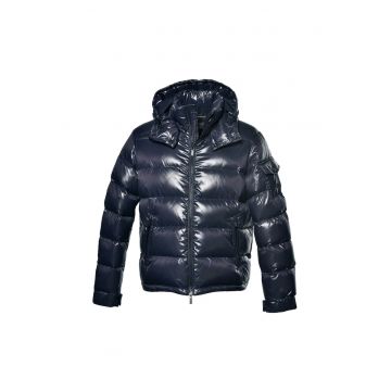 Geaca cu gluga si fermoar - Albastru inchis