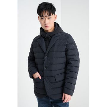 Geaca cu umplutura de puf si gluga - Negru