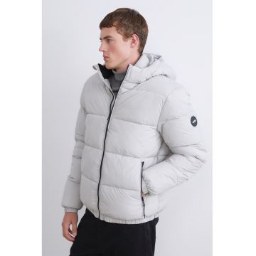 Geaca cu vatelina si gluga - Gri deschis