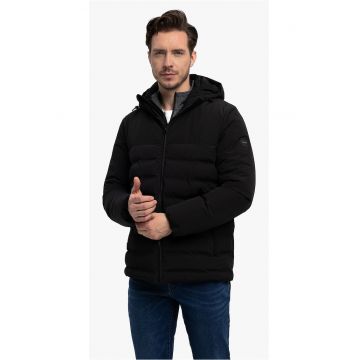 Geaca matlasata cu gluga detasabila  J-Gawir - barbati - negru - Negru