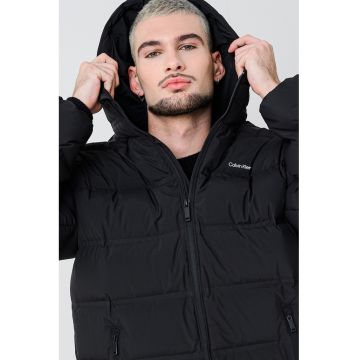 Geaca matlasata cu gluga - Negru