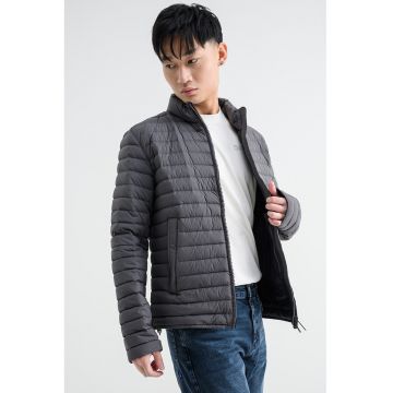 Geaca matlasata cu guler mediu - Gri