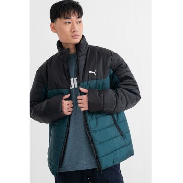 Geaca matlasata cu logo - Negru/Verde inchis