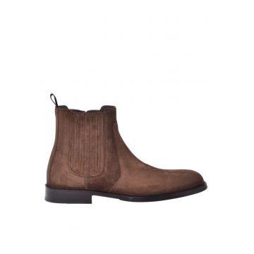 Ghete Chelsea din piele nabuc - Maro inchis