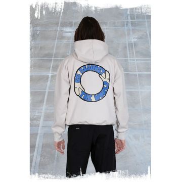 Hanorac barbatesc cu o croiala usor supradimensionata - cu imprimeu creativ IDN1 - Bej