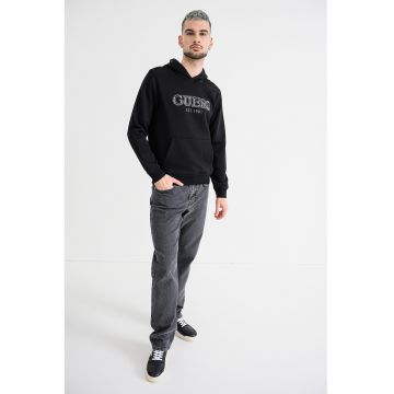 Hanorac cu logo brodat - Negru