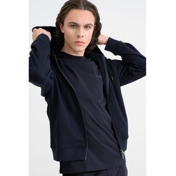 Hanorac de bumbac cu fermoar - Albastru ultramarin