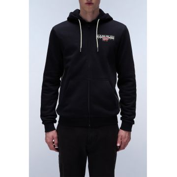 Hanorac din amestec de bumbac cu fermoar - Negru