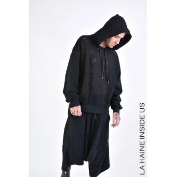 Hanorac supradimensionat transparent din knitwear - Negru