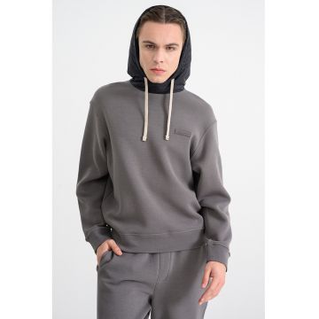 Hanorac uni cu terminatie si mansete elastice - Negru/Gri inchis