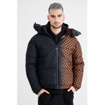 Jacheta bufanta cu gluga - Negru/Maro scortisoara