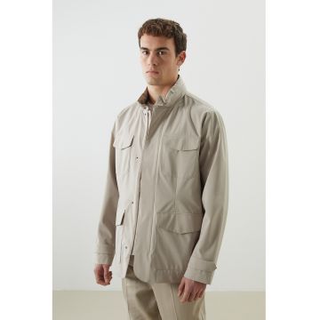 Jacheta cu buzunare cu clapa - Maro taupe