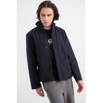 Jacheta cu fermoar si guler inalt - Albastru ultramarin