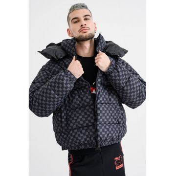 Jacheta cu vatelina - maneci detasabile si gluga - Gri antracit/Gri inchis