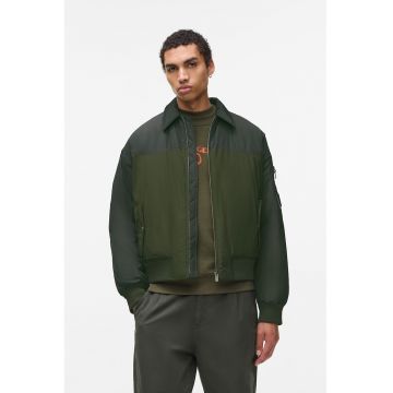 Jacheta cu vatelina si guler ascutit - Kaki pal