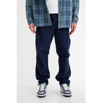 Pantaloni cargo relaxed fit cu snururi Gadic - Albastru inchis