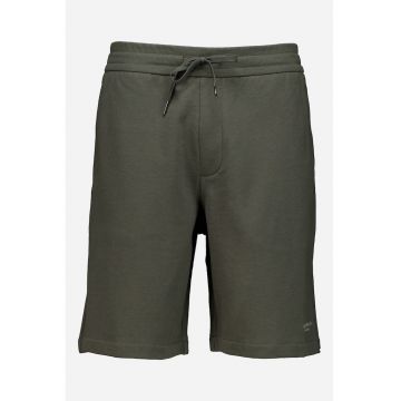 Pantaloni scurti uni din bumbac cu snur - Kaki inchis